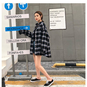 New Trend Hong Kong Style Plaid Outer Wear Shirt