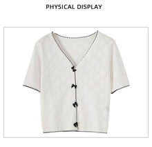 Load image into Gallery viewer, Lightweight Short-sleeved V-neck Sweater Shirt
