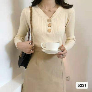 Core-spun Yarn Tight-fitting Knit Bottoming Sweater