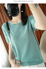 Load image into Gallery viewer, Checkered Round Neck Short-sleeved T-shirt
