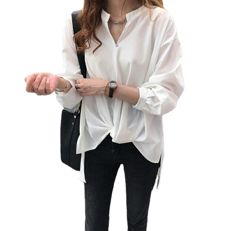 Plus Size Simple Long-sleeved Top Loose Shirt