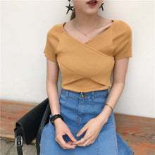 Load image into Gallery viewer, Korean Knit Wear Retro Slim Short-sleeved Shirt
