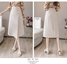 Load image into Gallery viewer, High waist retro mid-length solid color temperament commuter professional skirt
