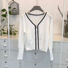 Load image into Gallery viewer, Zipper V-neck Long-sleeved Knit Cardigan Sweater
