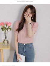 Load image into Gallery viewer, Korean version loose and thin temperament casual Japanese small round neck slim shirt women
