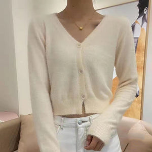 Korean Style Temperament V-neck Cardigan Sweater