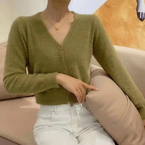 Korean Style Temperament V-neck Cardigan Sweater