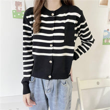 Load image into Gallery viewer, 2021 Autumn Striped Contrast Color Knitted Cardigan
