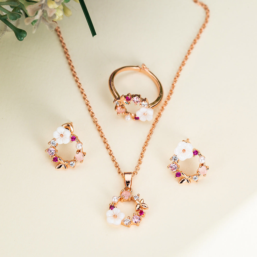 Pinduoduo Douyin Blossom Flower Butterfly Jewelry Set