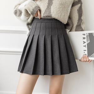 Real Shot Woolen High Waist A-line Skirt