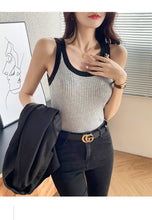 Load image into Gallery viewer, Knitted Camisole Korean Style Bottom Slim Contrast Color Inner Top
