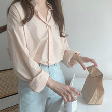 Load image into Gallery viewer, Apricot Pink Loose Casual Fashion Long-sleeved Shirt
