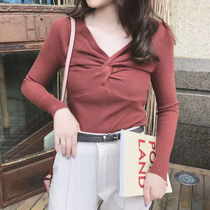 New Style Foreign Long-sleeved V-neck Sweater