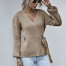 Load image into Gallery viewer, V-neck Pleated Long-sleeved Trendy Sweater Shirt
