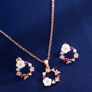 Pinduoduo Douyin Blossom Flower Butterfly Jewelry Set