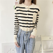 Load image into Gallery viewer, 2021 Autumn Striped Contrast Color Knitted Cardigan
