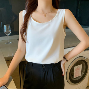 Chiffon Camisole New Loose Round Neck Top Shirt