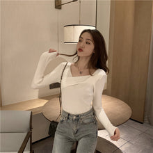 Load image into Gallery viewer, Cross V-neck Tight Fitting Clavicle Top Long-sleeved Sweater
