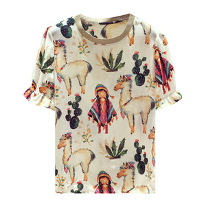 Ethnic Style Printed Chiffon Summer Top Shirt
