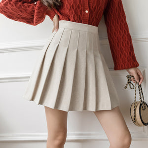 Real Shot Woolen High Waist A-line Skirt
