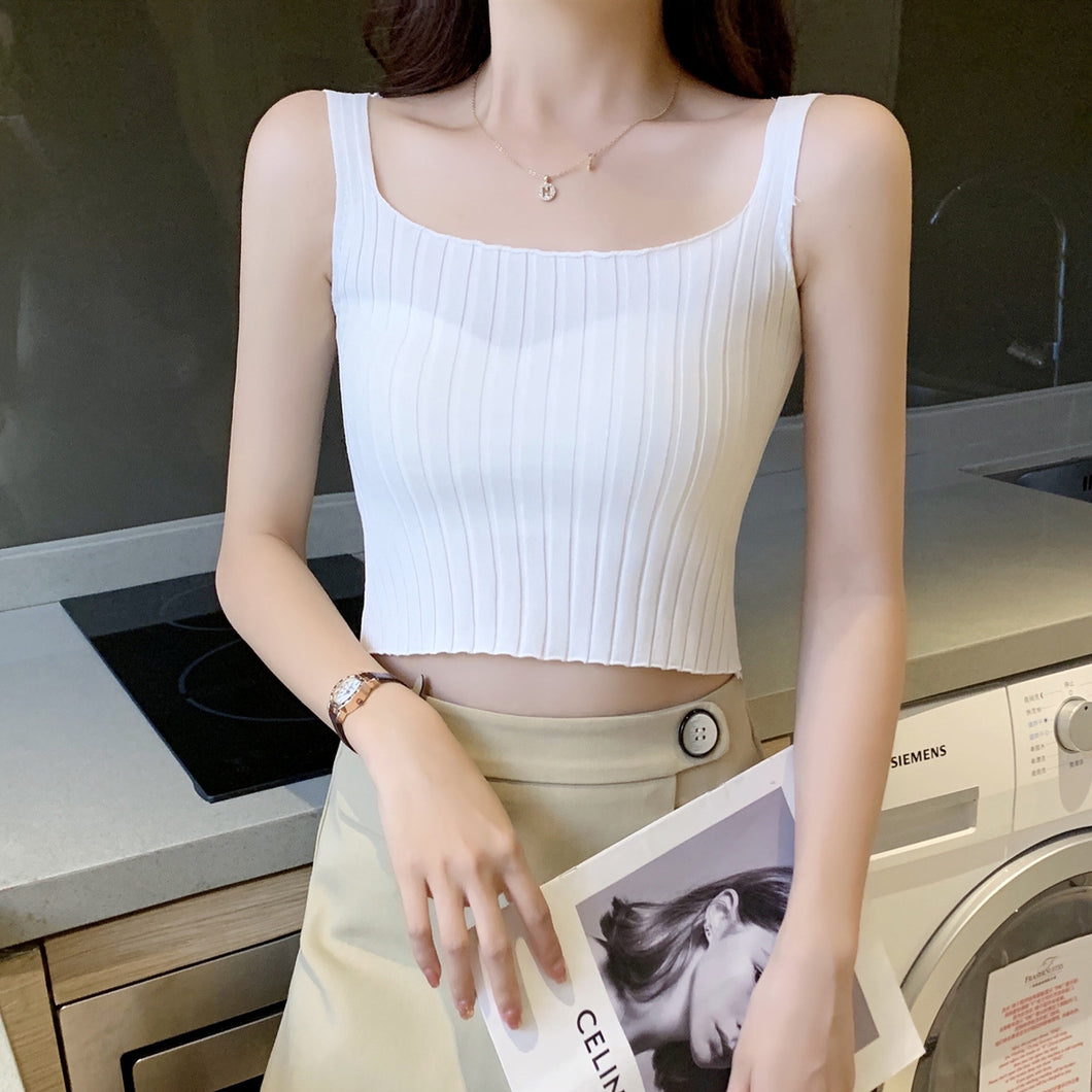 Knitted Camisole Outer Wear Sleeveless Top Shirt