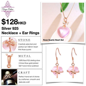 Rose Quartz Heart Set